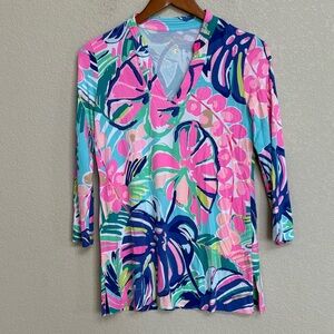Lilly Pulitzer Multicolor Tropical Floral 3/4 Sleeve Stretch Top Women’s XS